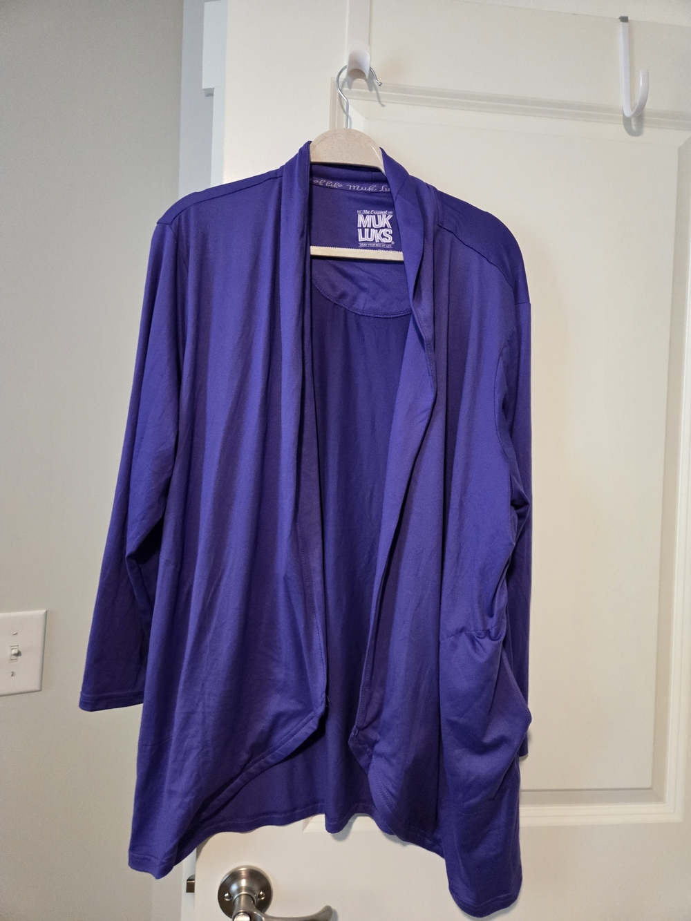 Muk Luks Purple Open-Front Cardigan